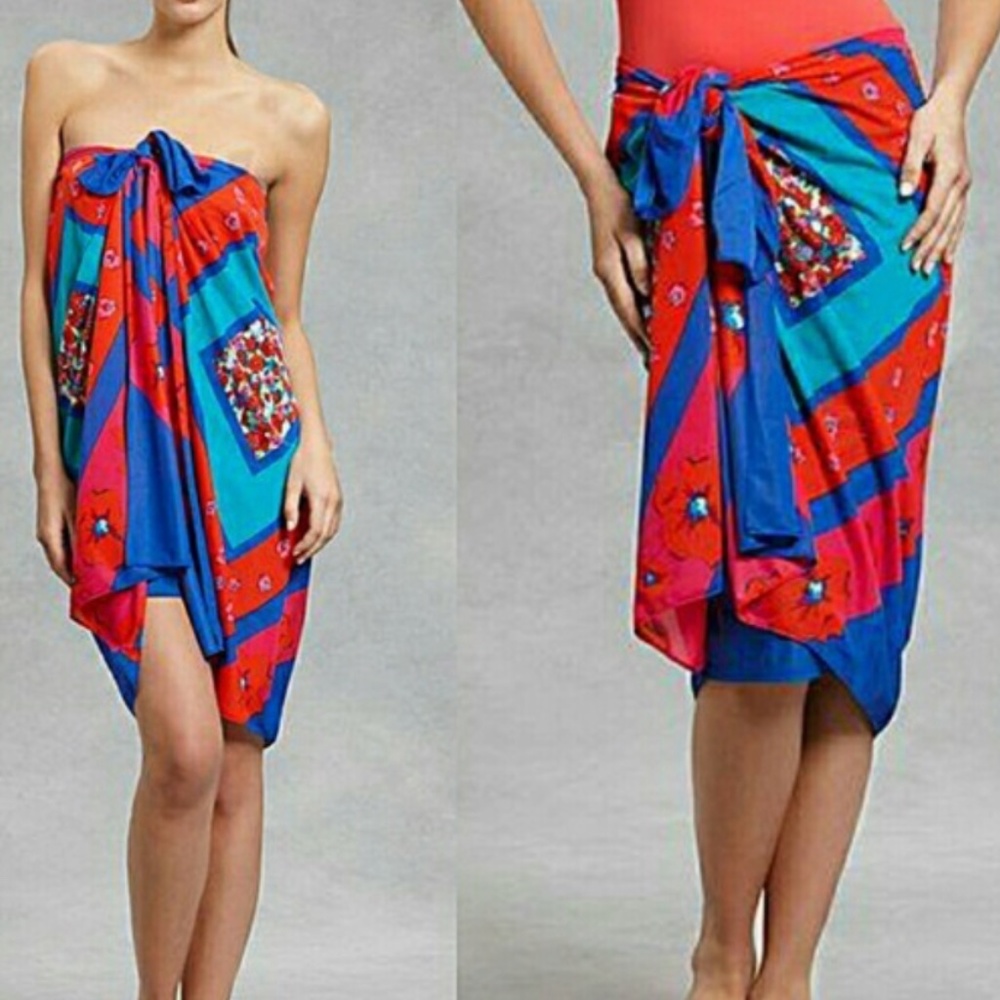 DKNY Floral Print Sarong Dress Cover-up NWOT